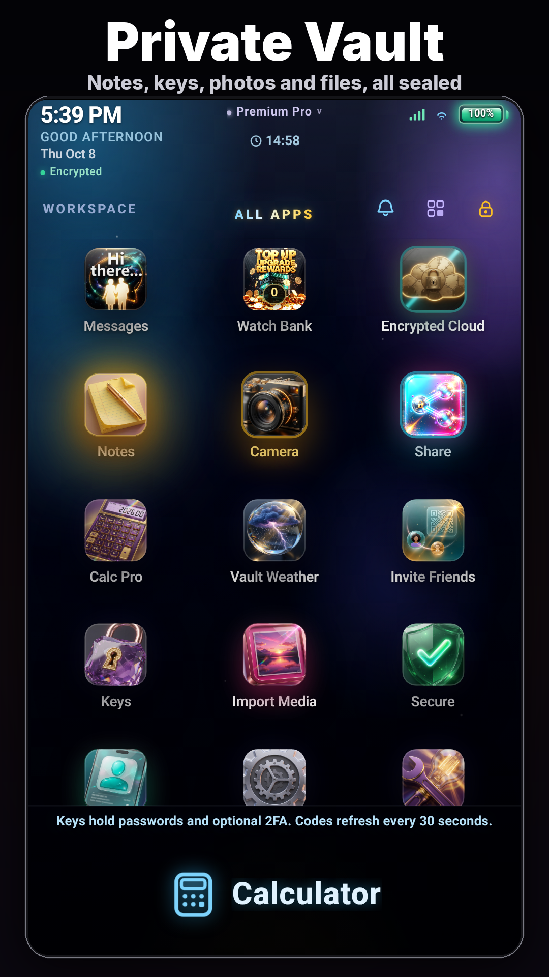 Lock It private vault screen