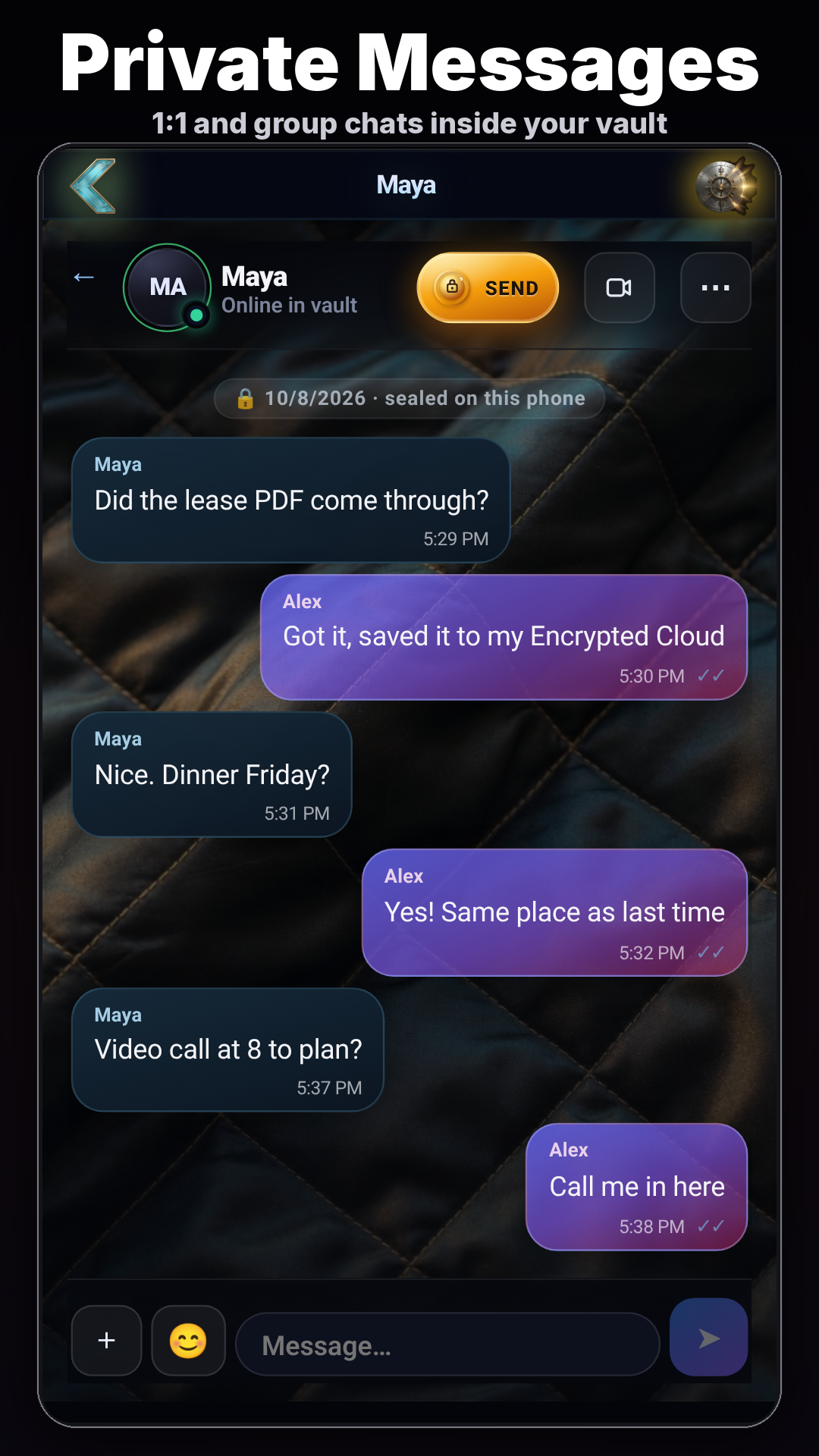 Lock It private messages screen